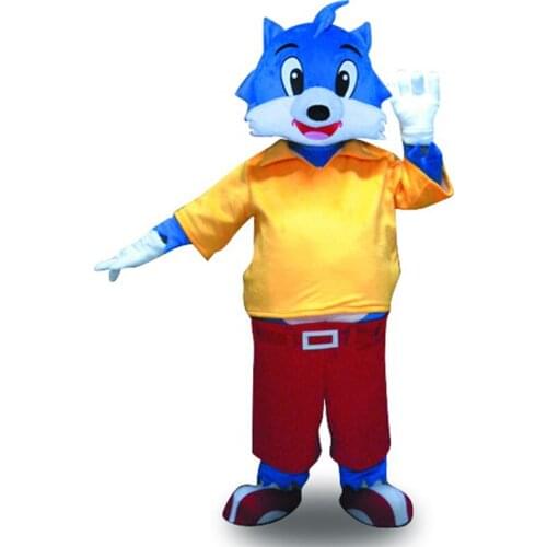 Blue Plush Cat Mascot Fursuit Halloween Cartoon Doll Cosplay Costume Fashion Advertising Stage Performance Costume