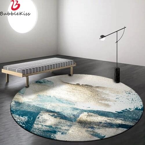 Bubble Kiss Modern Bedroom Decoration Round Carpet Art Abstract Polyester Rug Non-Slip Carpets For Living Room Bedside Area Rug