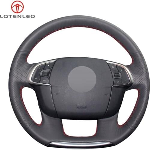 LQTENLEO Black PU Artificial Leather HandSewing Car Steering Wheel Cover For Citroen C4 C4L 2011-2018 DS4 DS 4