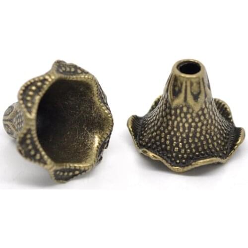Lovely 10 Bronze Tone Trumpet Flower Bead Caps 22x17mm (B14476)