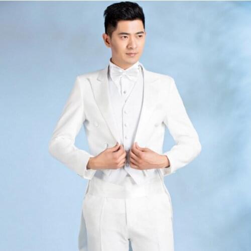 Chorus mariage groom wedding tuxedo suits for men blazer boys prom suits fashion slim masculino latest coat pant designs white