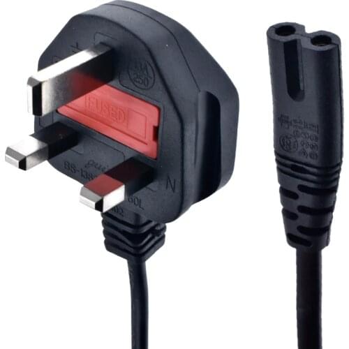 C7 Figure 8 Female 3 prong UK Plug AC Power CableS Lead Cord Adapter 1.8m/6ft