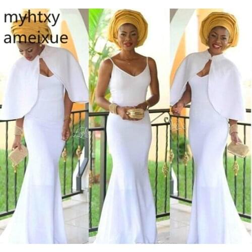 2020 New Nigerian South African White Evening Dresses Mermaid With Jacket Formal Women Wear Party Gowns Plus Size Custom Made