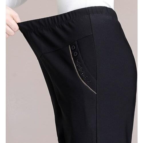 2021 Women Spring Autumn New Middle-aged Thin Trousers Female High Waist Straight Trousers Ladies Loose Mother Pants E488