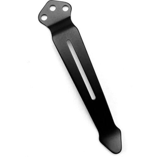 Barrage Knife Titanium Pocket Clip - Black - 3 Holes Pocket Clips & Folding Knife Parts For Barrage Knives Make knives Parts