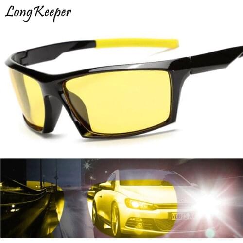 Long Keeper Night Vision Glasses For Headlight Polarized Driving Sunglasses Yellow Lens UV400 Protection Male Night Eyewear