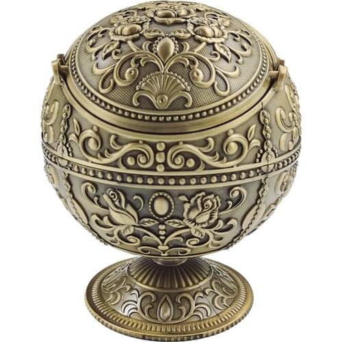 Ashtray with Lid Creative Personality Metal Spherical Earth Instrument Decoration European Household Ashtray