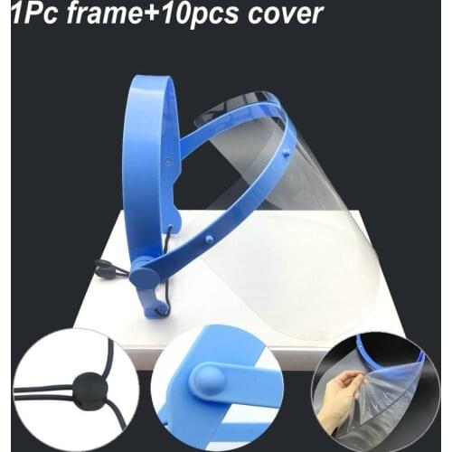 10pcs/Set Full Protective Face Shield Face Mask with Detachable Replacement Covers Anti-fog Adjustable Face Cover Dentist Tools