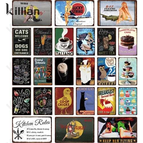 Chef Gourmet Dessert Tin Painting Decoration Retro Donut Picture Metal Plaque Metal Plate Bar Club Tin Label Home Decoration