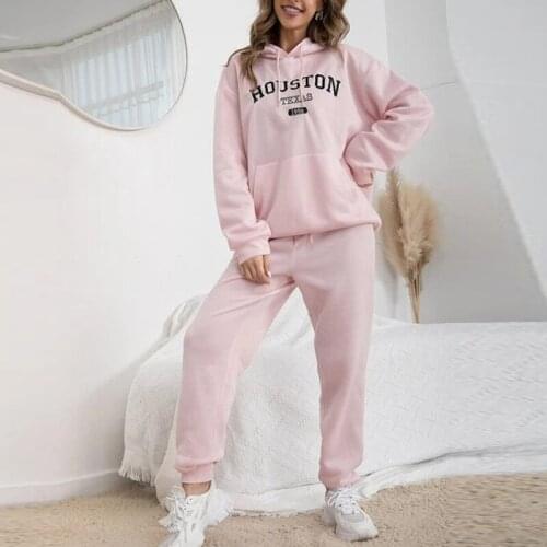 Casual Women Sportwear Two Piece Sets Lace Up Hooded Sweatshirt And Drawstring Jogging Pant Tracksuit Fashion Loungewear Outfits