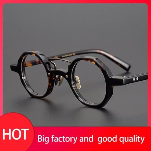 Transparent Handmade Acetate Glasses Women Men Eyeglasses Fashion Myopia Spectacle Frames for Computer Polygon Eyewear