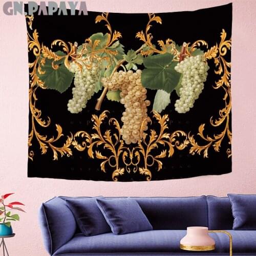 Retro pattern grapes wall hanging Oil painting texture Tapestries Psychedelic Wall carpet black gobelin Home Decor new GN.PAPAYA