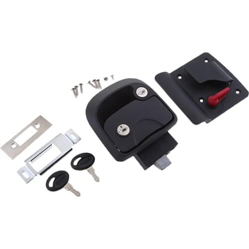 RV Deadbolt Door Lock Keyed Entry Handle Knob for Caravan Trailer Car Camper, Black