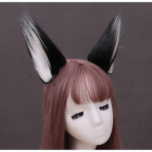 Silver grey white headdress cos who hand hairpin ear beast ear