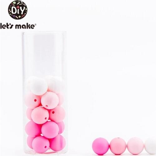 Lets Make Silicone Beads 12mm Can Chew 100pc Pink Series Teething Accessories DIY Nursing Necklace Bracelet Baby Teether Beads