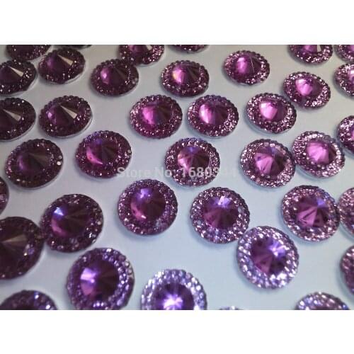 Sew on rhinestones Light Purple colour resin crystal round 12mm gemstones beads hand sewing for dress shoes bag 150pcs/lot