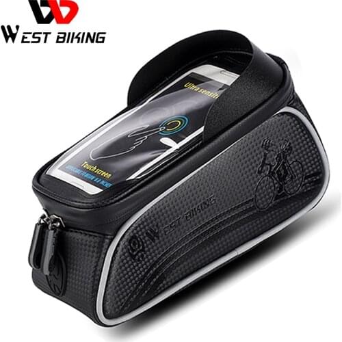 WEST BIKING Cycling Front Frame Top Tube Bag for Bike Waterproof Touch Screen Phone Case Bags MTB Road Bike Bicycle Accessories