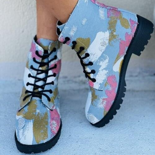 Flat Heel Lace Up Platform Boots Women Boots-Women Autumn Shoes Round Toe Luxury Designer Clogs 2021 Ankle Lolita Summer Rock