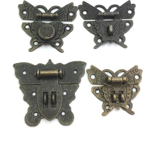 1 set Antique Bronze Decorative Butterfly Clasp Hasp Latches For Crafting Wooden Case Chest Toolbox