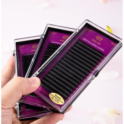 Zwellbe 16Rows CD Individual False Eyelash Extension soft natural look lash extension supply Russian Lash