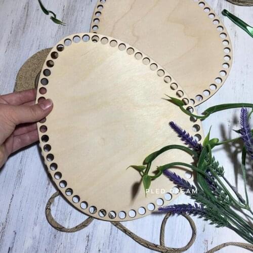 Set of 5pcs 20cm х 25cm Easter egg shape wooden bottoms Easter knit basket Wood Base baby Storage Basket nursery decor