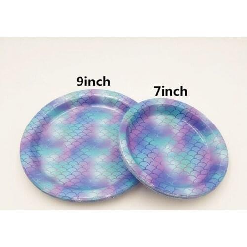 8pcs Dream Purple Mermaid Disposable 7/9inch Paper Plates