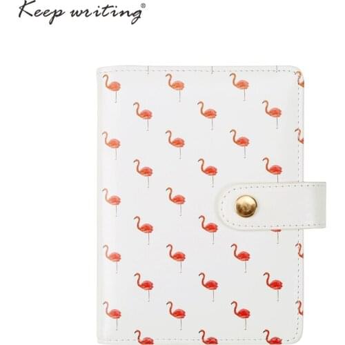 A6 Cute notebooks Flamingos Elk print planner 80 sheets Color pages faux leather journal simplicity book Student Stationery