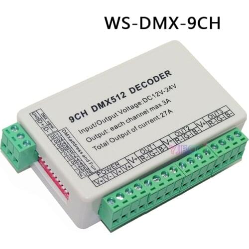 Free shipping Constant pressure 3CH/4CH/9CH/24CH/27CH RGB DMX decoder,DMX 512 Controller for led lamp led light,DC5V-24V