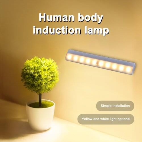 10 LED Motion Sensor Closet Light Wireless Cabinet Night Light Home Christmas Decor Warming Lamp Cabinet Lamp Ceiling Lights 5pc