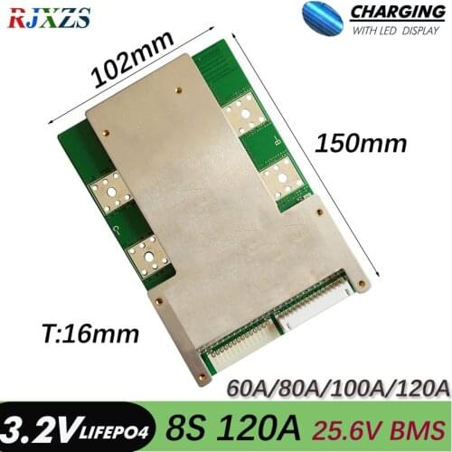 BMS 24V 8S 80A/100A/120A Lifepo4 Large High Current 3.2V PCM for Electric Bike Electric Car