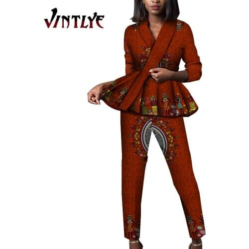 Africa Clothe Dashiki African Dresses For Women Womens clothes Two Piece Set Print Bazin Tops Pants Clothing Female Suit WY5323