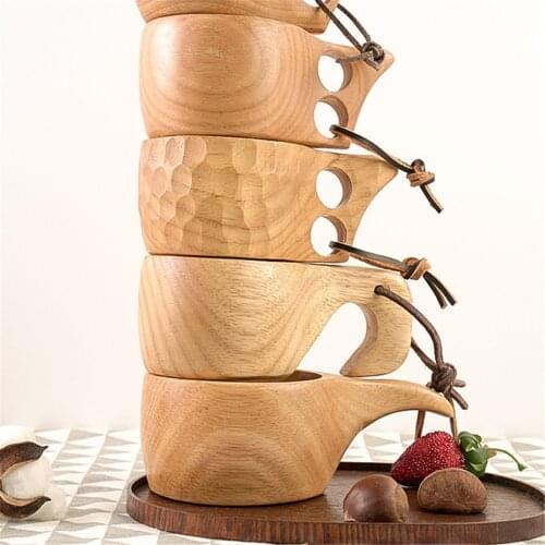 Wood Coffee Cup Natural Jujube Wood Tea Cup With Handgrip Milk Travel Wine Beer Cups For Home Bar Kitchen Gadgets