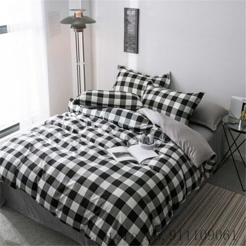 Home Textile Black White Plaid Pattern Duvet Cover Pillowcase Bed Sheet Bedding Set Children Adult King Twin Size Bedclothes