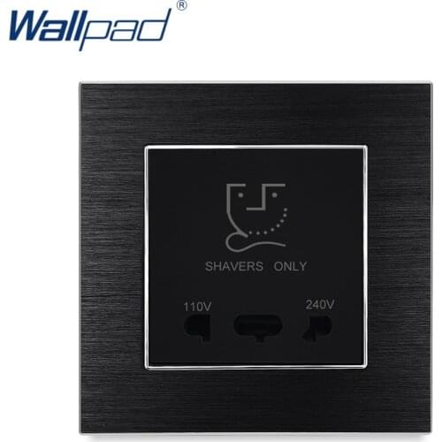 Shaver Socket Wallpad Luxury Satin Metal Panel Shaver Power Socket Electric Wall Electrical Outlets For Home
