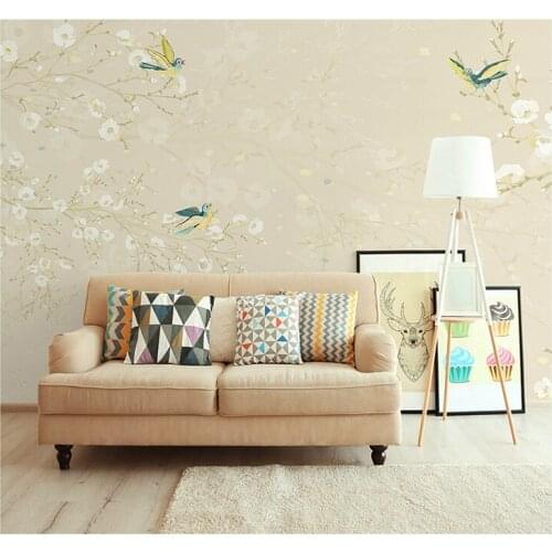 Bacaz Chinese Birds Flower Wallpaper Photo Murals for Sofa Background Bedroom 3d Flower Wall paper Stickers Art Decor