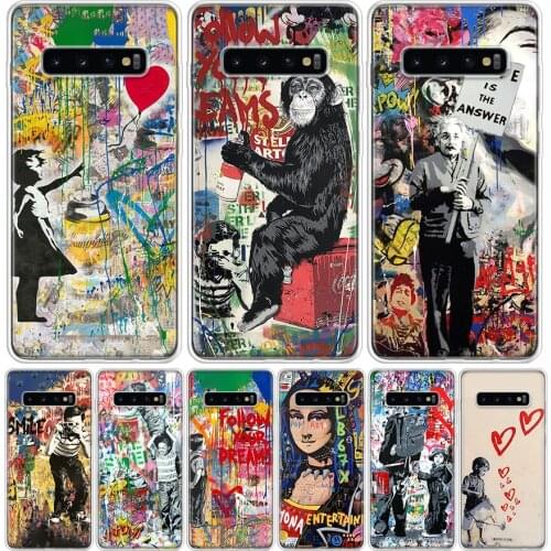 Banksy Graffiti Art Abstract Phone Case for Samsung Galaxy S10 S20 Ultra Note 10 9 8 S9 S8 S7 J4 J6 J8 Plus Lite + Popular Cover