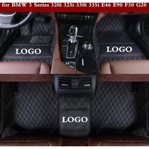 Custom 3D Car Floor Foot Mats for BMW 3 Series 320i 325i 330i 335i E46 E90 F30 G20 Luxury Leather Automobile Carpet Cover Pads