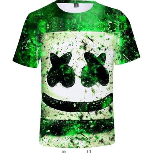 DJ Marshmello Summer Kids Cartoon Graphic Tee T-Shirt Boy ins 2021 Funny Girl Clothes 12 Years Old Game ChildrenS Tops