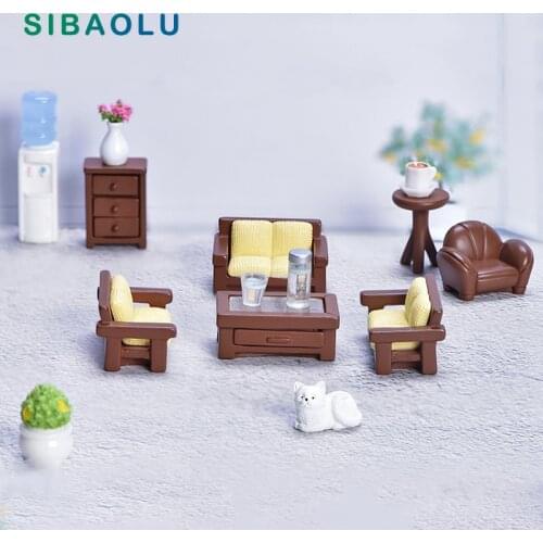 22pcs Simulation Dollhouse Furniture Bed Sofa Resin Figurine Model Diy Home Decor Miniature Fairy Garden Decoration Accessories