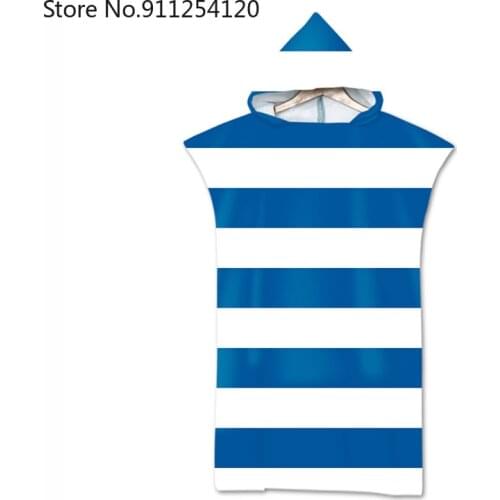 Nordic Striped Bath Beach Towels with Hood Microfiber Hooded Towel Poncho for Swimming Beach Surf Man Woman Bathrobe Beachwear