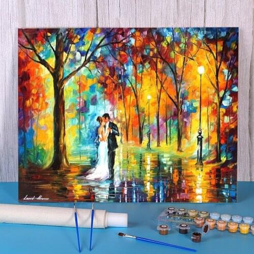 Rainy Wedding DIY Paint By Numbers Complete Kit Oil Paints 50*70 Canvas Painting Loft Wall Picture For Children For Handiwork