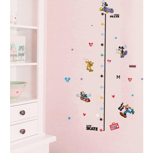 Mickey With Friend Child Height Measure Wall Stickers For Nursery Kids Room Decorations DIY Growth Chart Decor Cartoon Decals