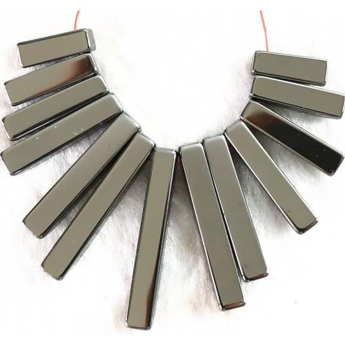 Natural black hematite pendant stone beads hot sale fit diy necklace 13-29mm long rectangle shape jewelry B259