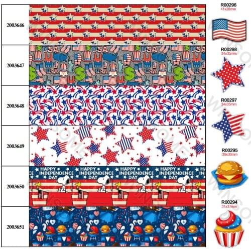 New 10yards independent day USA ribbon printed grosgrain ribbon,planar resins 30 pcs