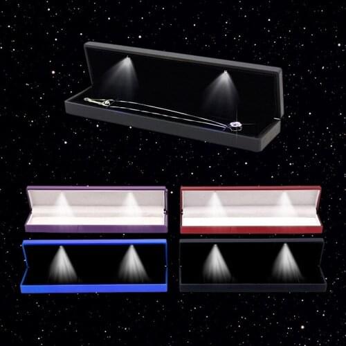 New hot sale LED velvet long box necklace pendant gift box wedding fashion jewelry storage display appliance