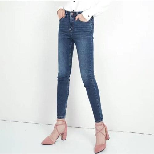 2021 Autumn New Womens Pants High Waist Thin Wild Simple Fashionable Casual Trendy Womens Nine-pointed Jeans WS126