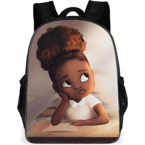 New Black Girl Cartoon Fashion Kindergarten Backpack Children Backpack Cute African Girl Backpack Children School Bag C251