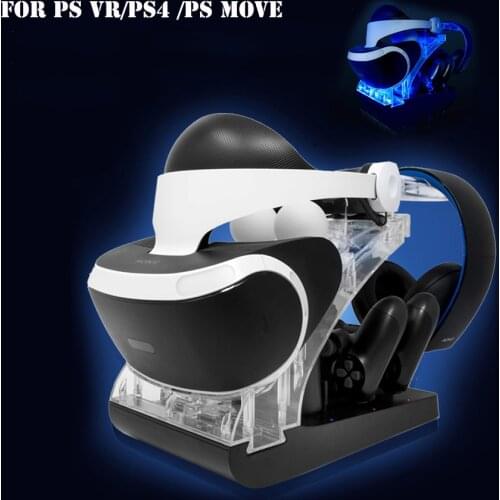 PSVR Charging Stand with Optional Illumination Rapid AC Charger Display holds the PlayStation VR Headset, DualShock 4