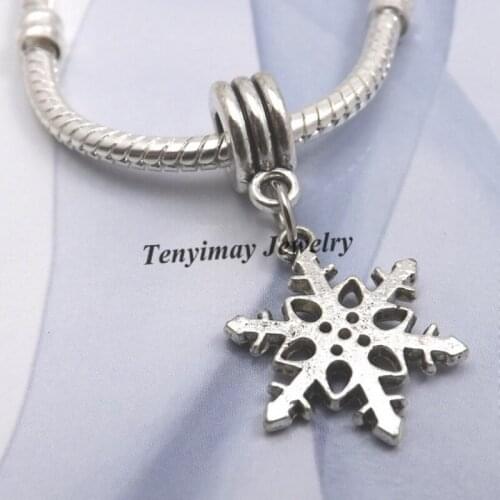 Snowflake Shape Big Hole Pendants Fit European Snake Chain Bracelet DIY 50pcs/lot Free Shipping