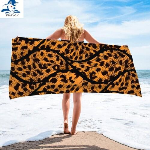 PHAYON Beach Towel For Adult Leopard Pattern Surf Poncho Swimming Diving Quick Dry Sport Towel Women Yoga Microfiber Towel
